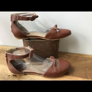 Lands End brown leather dress flats